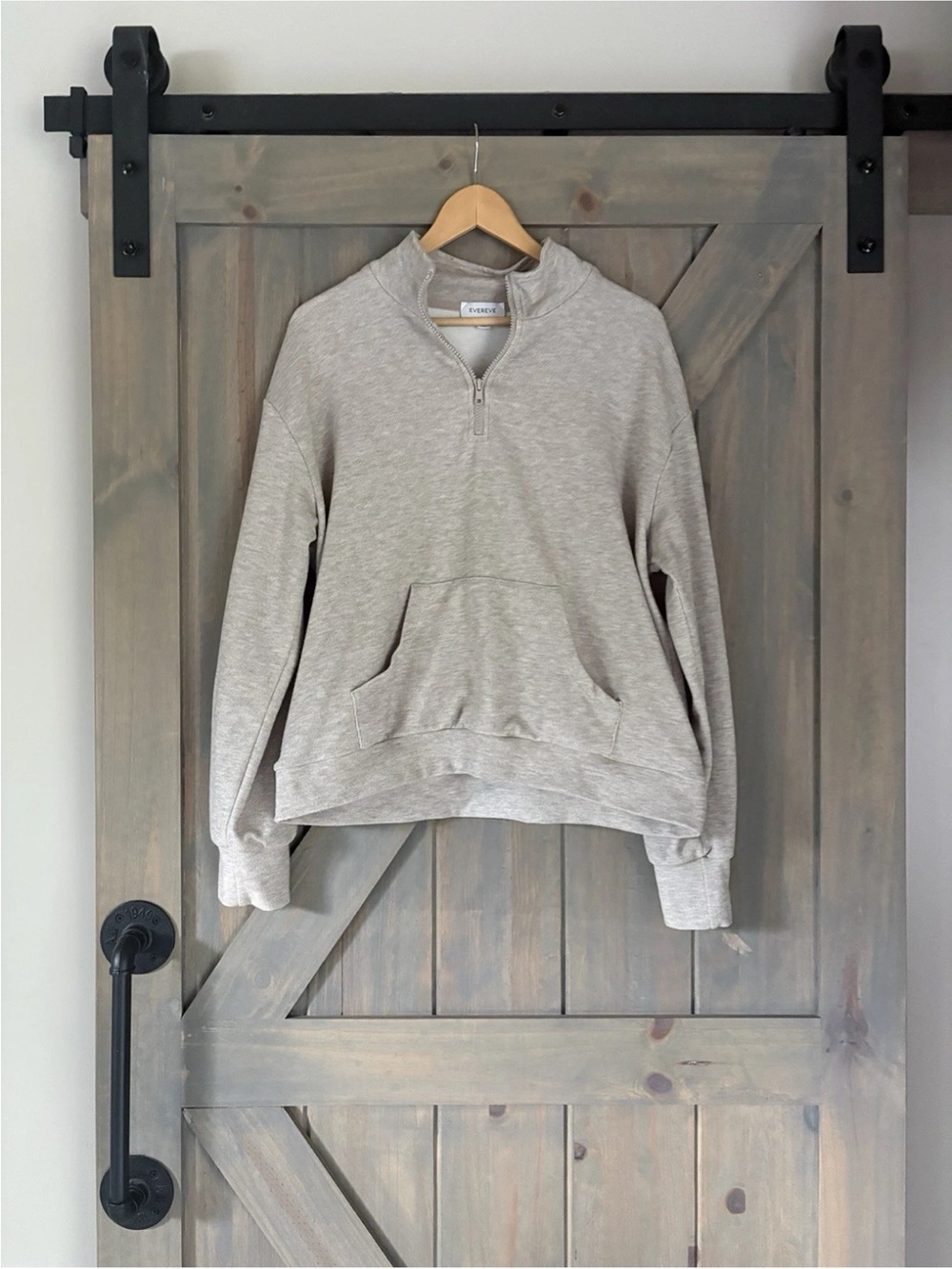 Evereve Beige Cozy Quarter-Zip Pullover Sweatshirt M